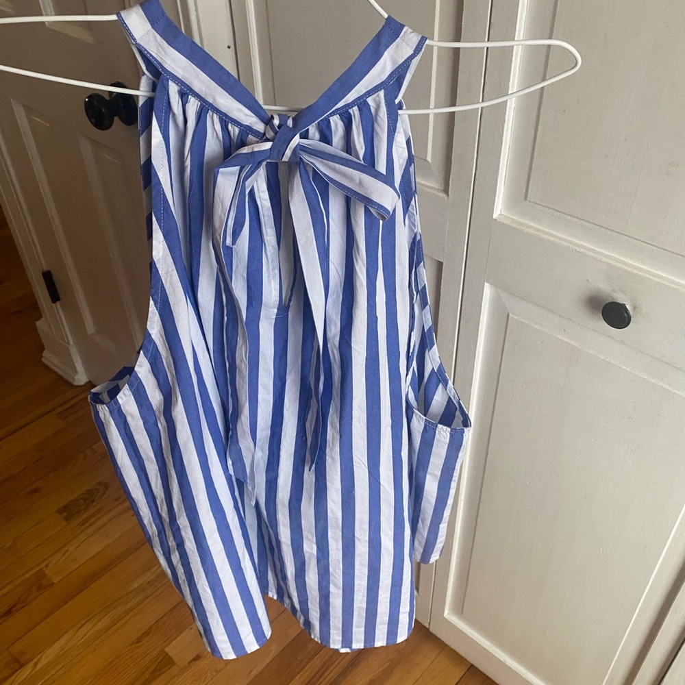 J. Crew Blue and White Striped Halter shirt - Picture 4 of 5